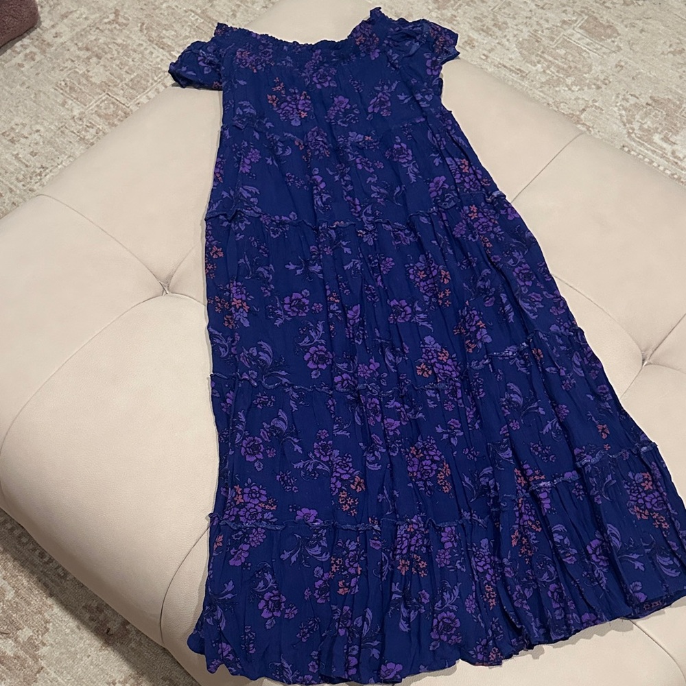 Free People Barclay Dark Purple/Blue and Violet Floral Dress